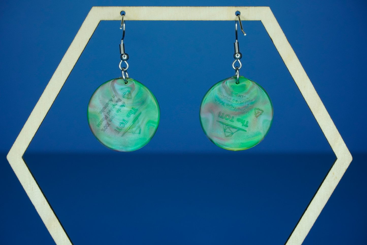 Recycled Circle Earrings - Green Earth