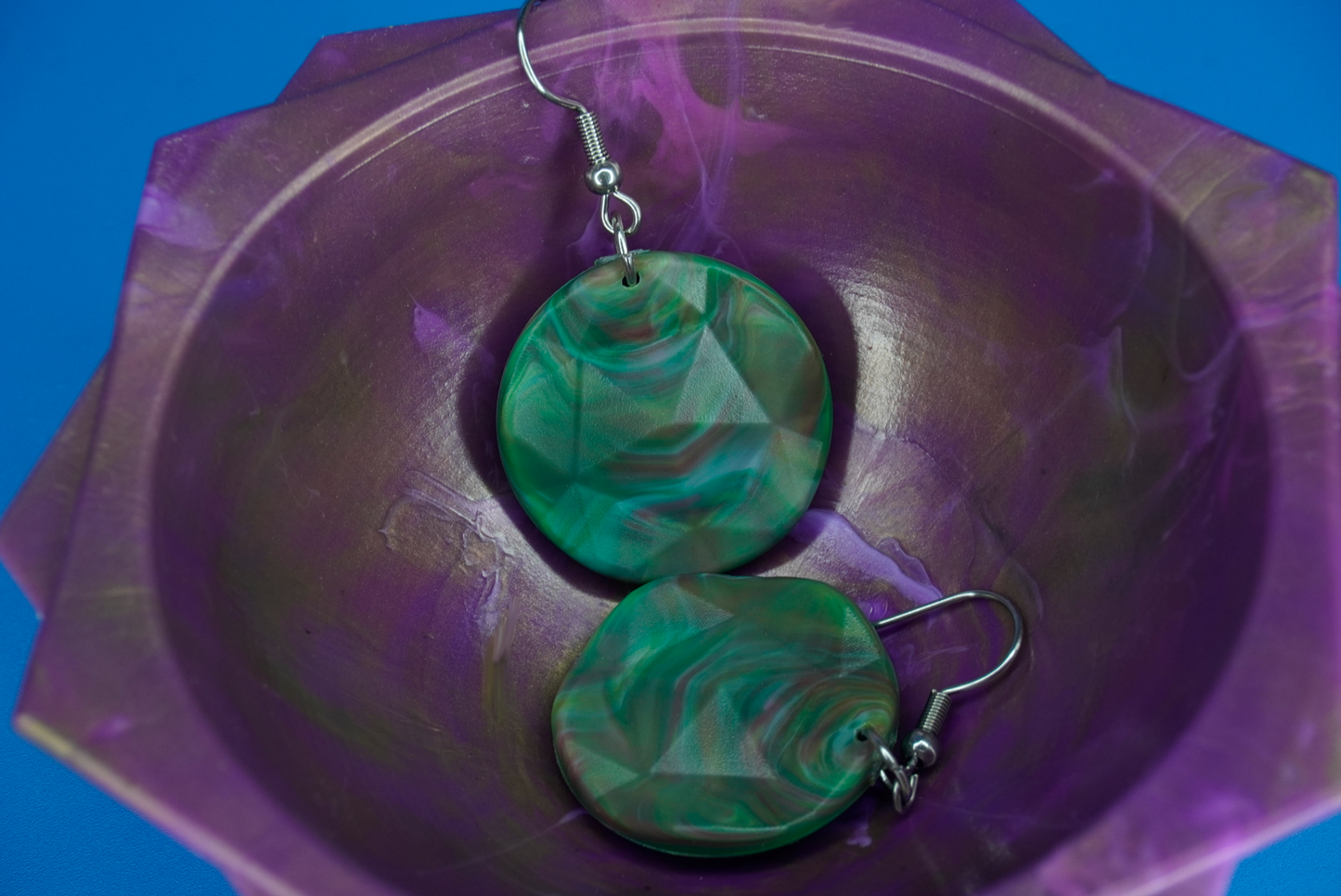 Recycled Circle Earrings - Green Earth
