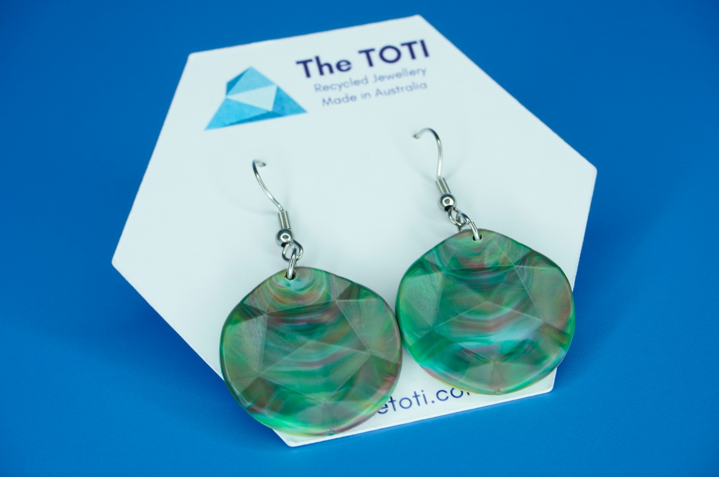 Recycled Circle Earrings - Green Earth