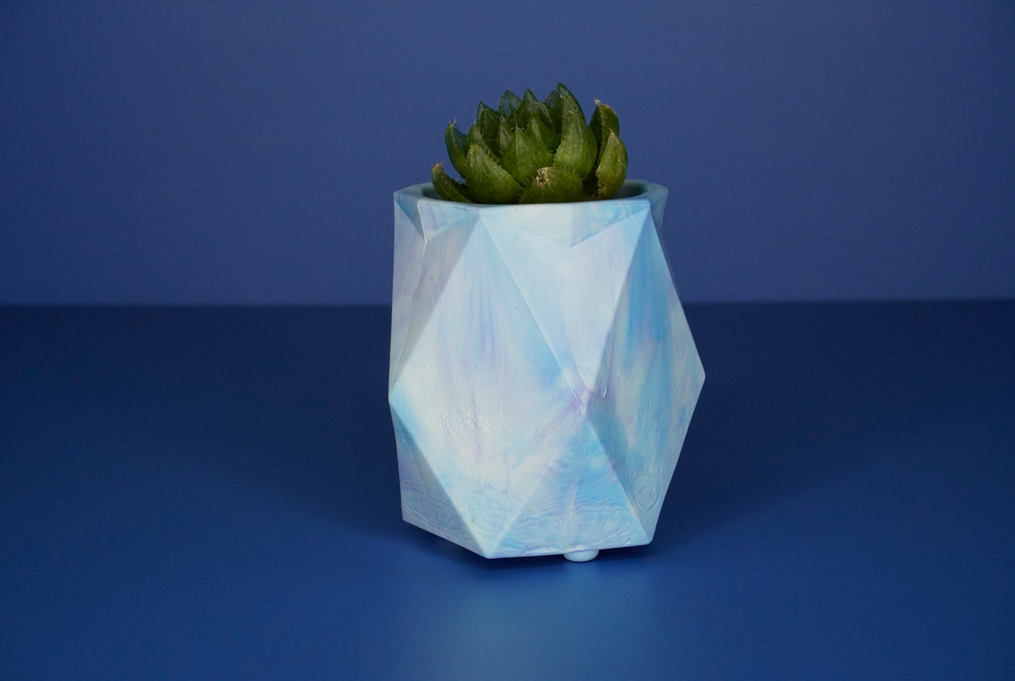 Recycled Plant Pot - White, Light Blue, Dark Blue