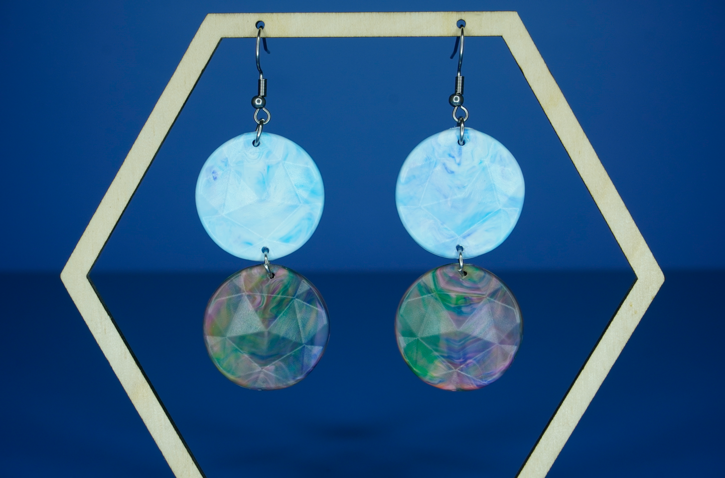 Recycled Double Circle Earrings - Cerulean Cascade