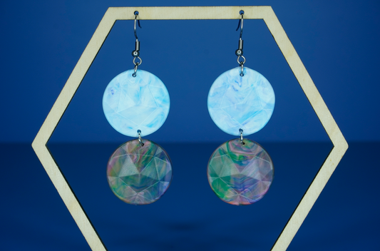 Recycled Double Circle Earrings - Cerulean Cascade