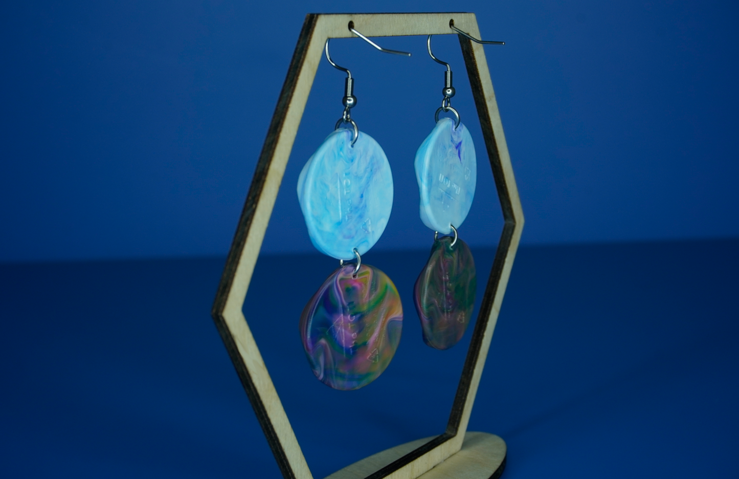 Recycled Double Circle Earrings - Cerulean Cascade