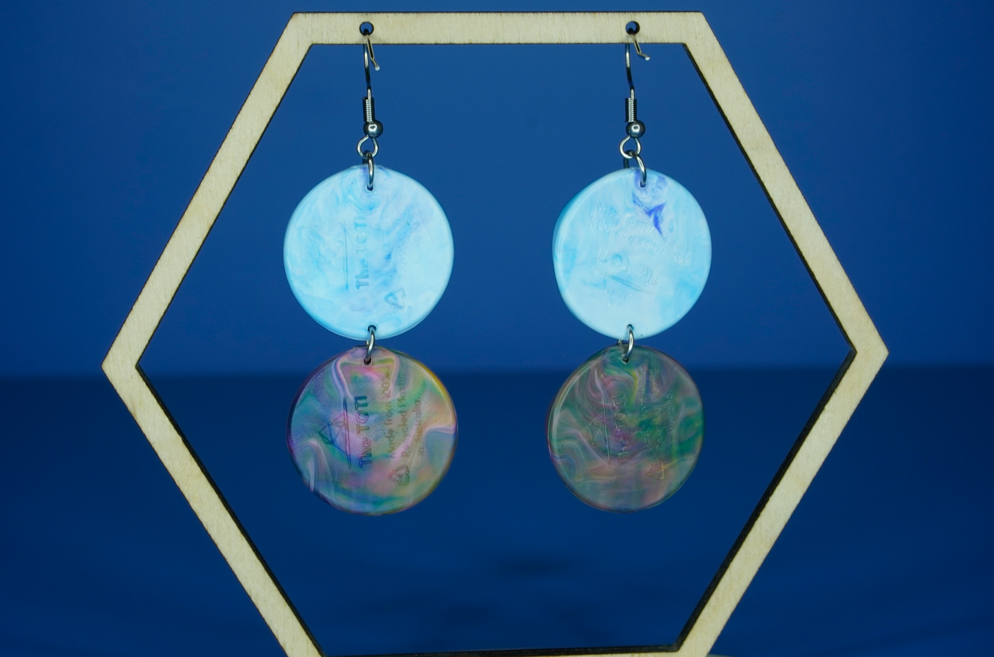 Recycled Double Circle Earrings - Cerulean Cascade