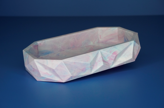 Recycled Tray - White, Pink, Light Blue