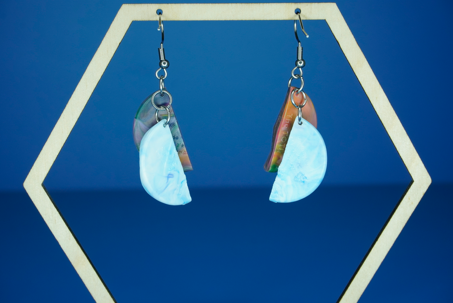 Recycled Half Circle Earrings - Cerulean Cascade