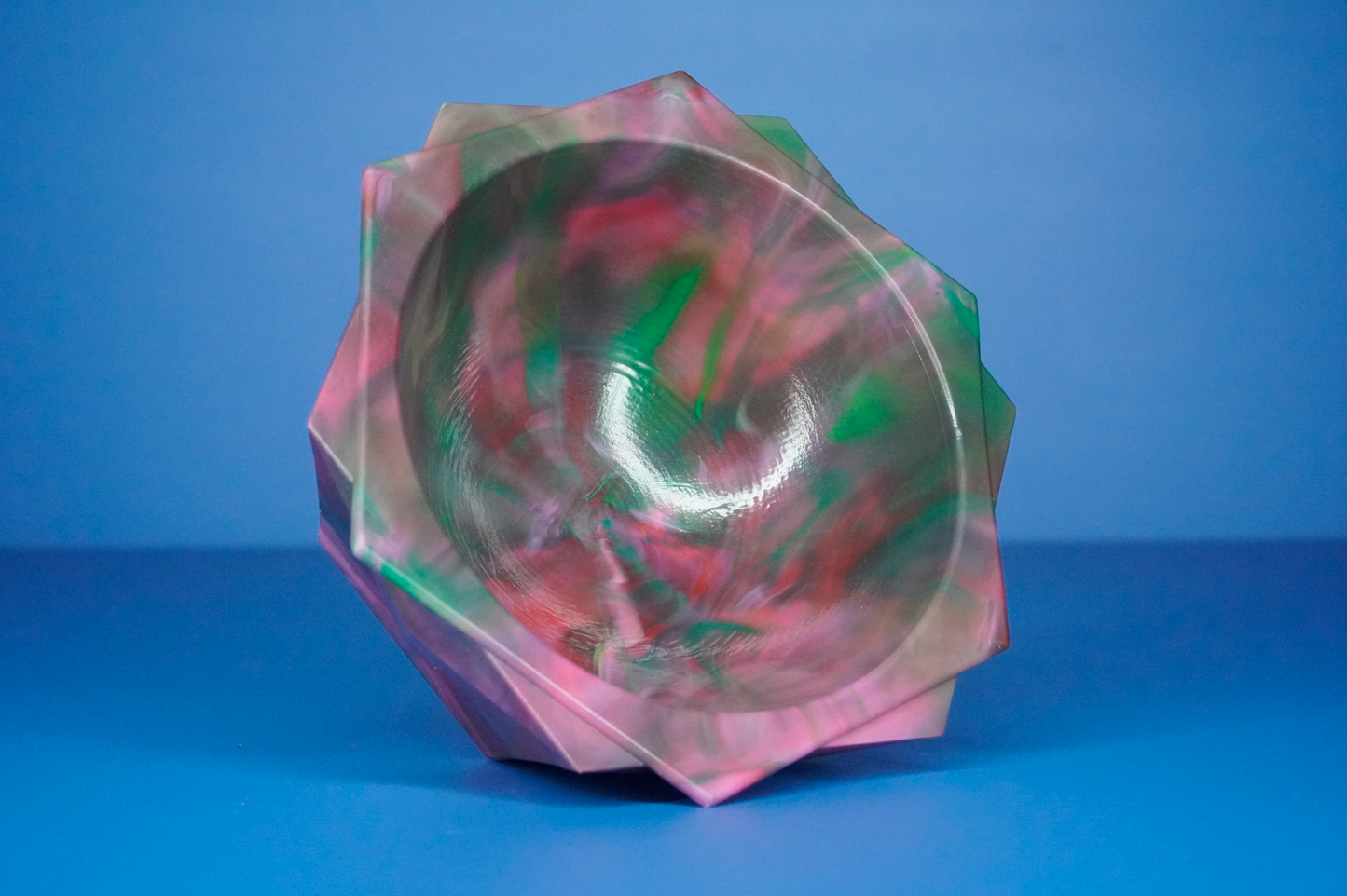 Frilled Decorative Recycled Bowl - Green, Pink, Red