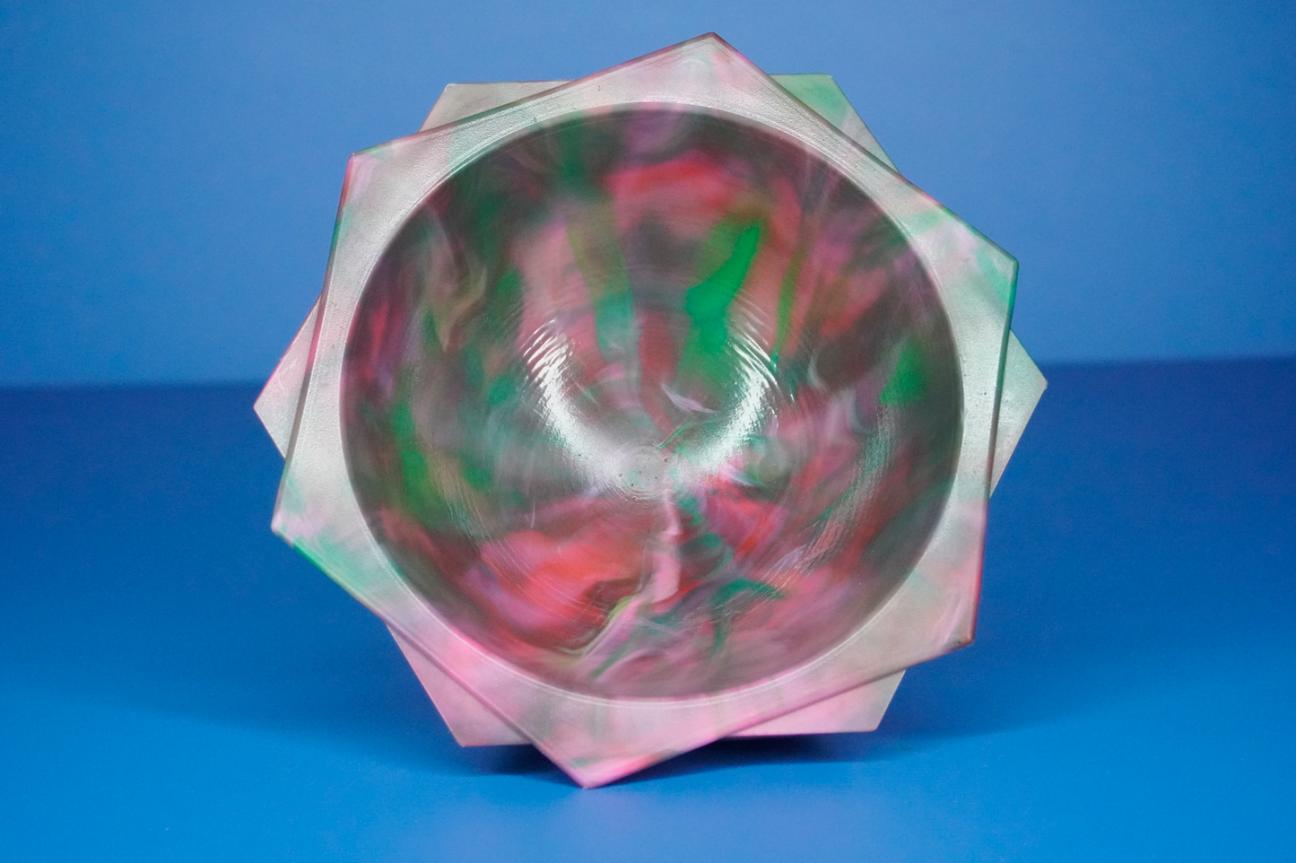 Frilled Decorative Recycled Bowl - Green, Pink, Red