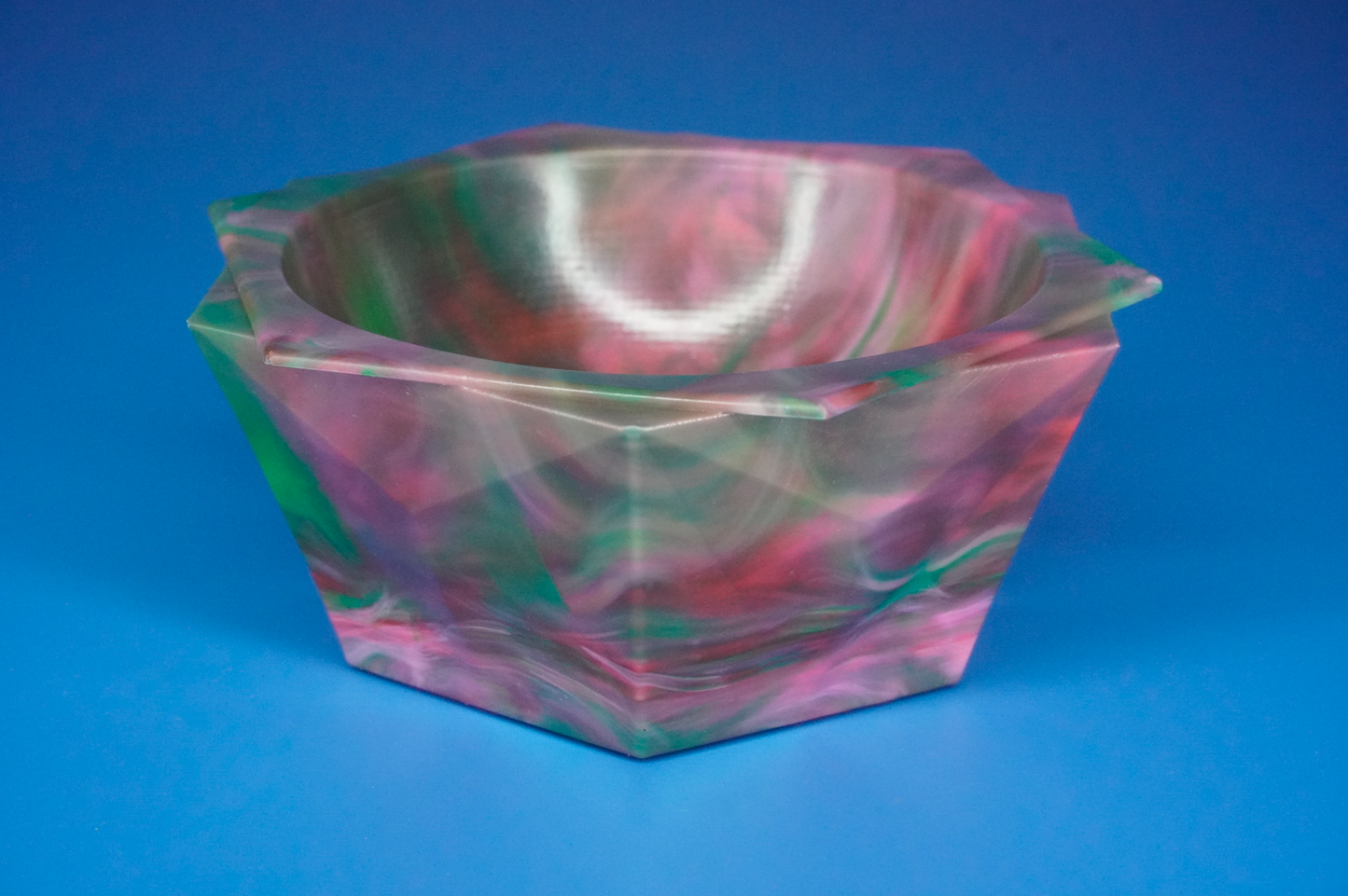 Frilled Decorative Recycled Bowl - Green, Pink, Red