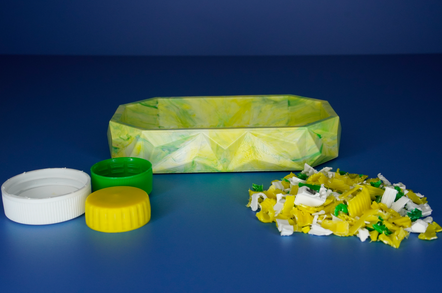 Recycled Tray - White, Green, Yellow