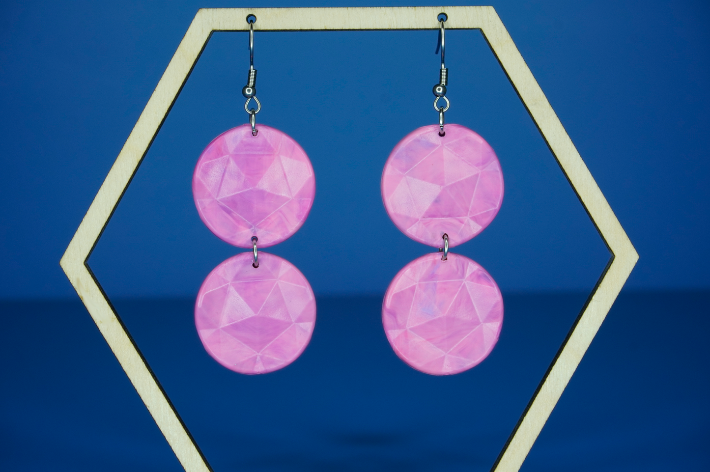 Recycled Double Circle Earrings - Fuchsia Fusion