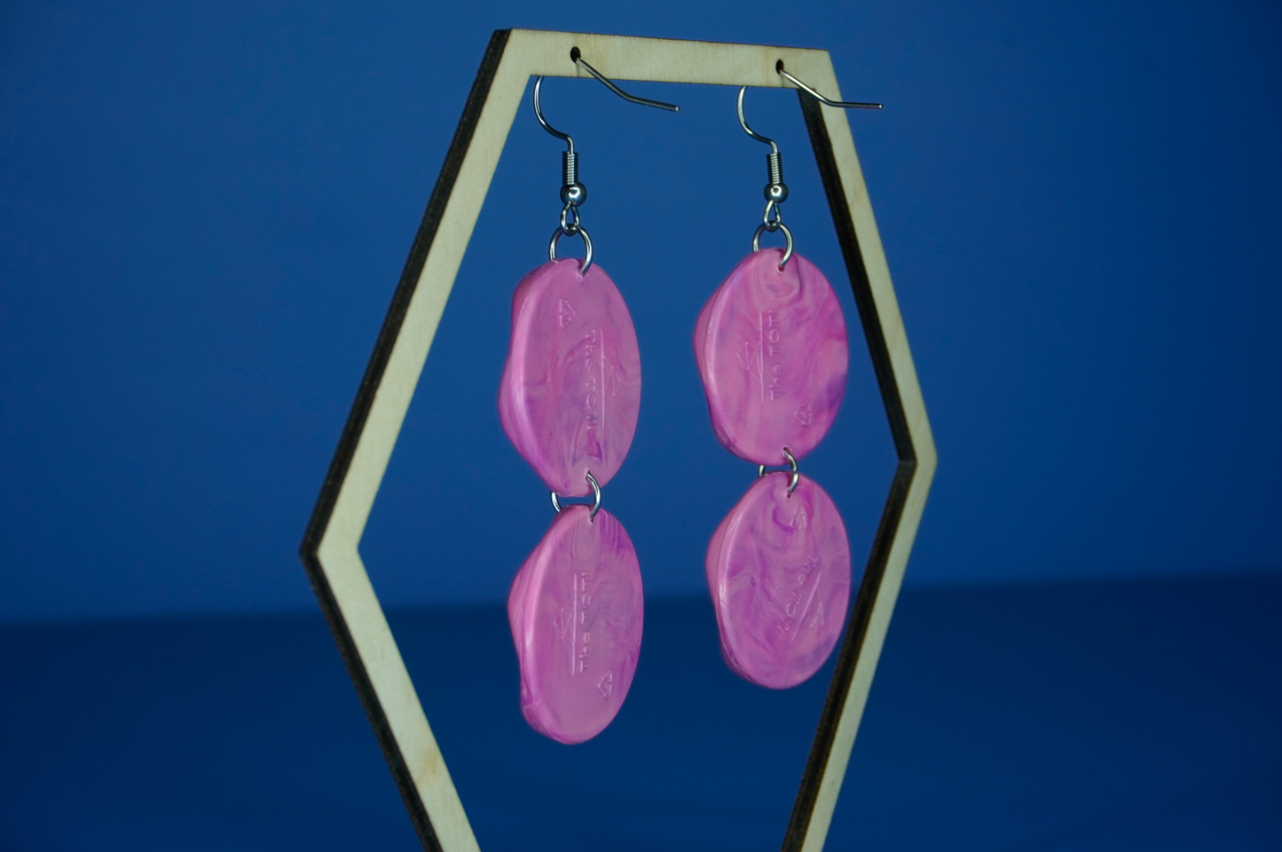 Recycled Double Circle Earrings - Fuchsia Fusion