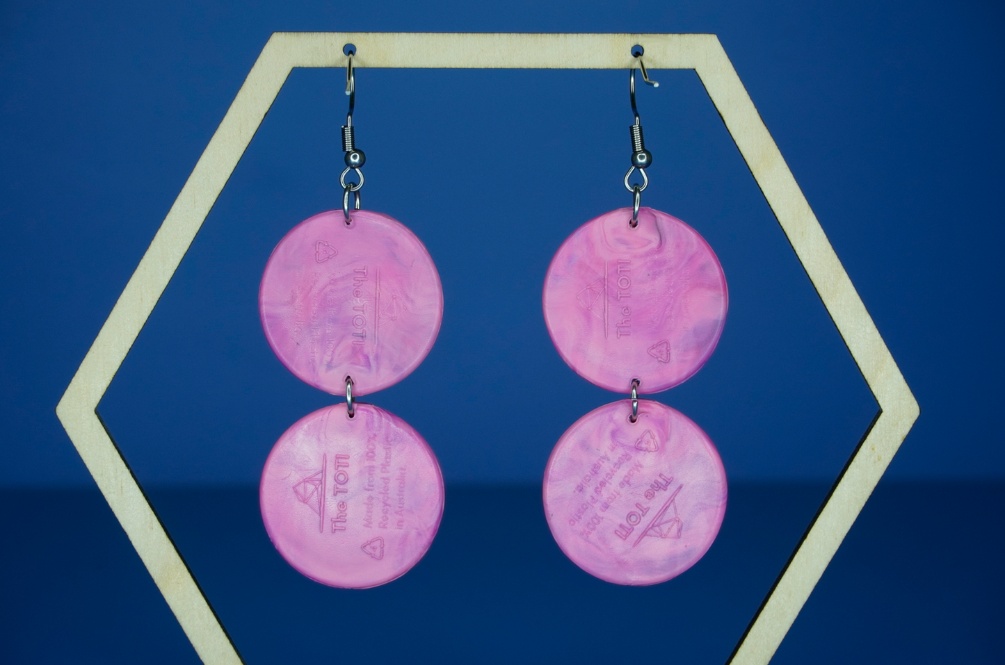 Recycled Double Circle Earrings - Fuchsia Fusion