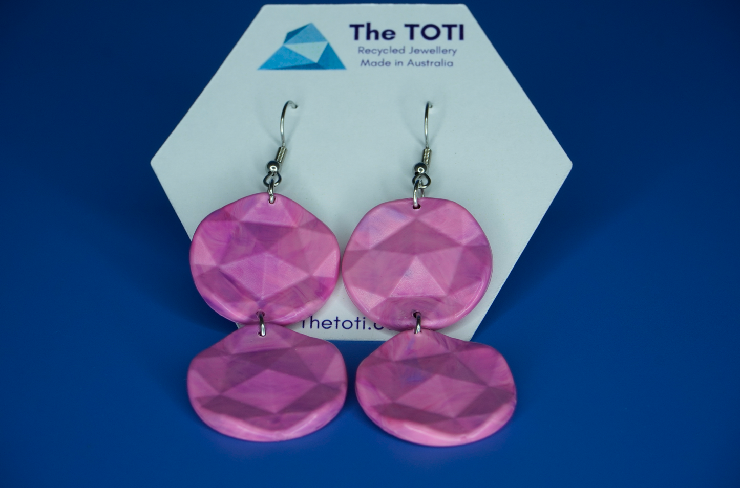 Recycled Double Circle Earrings - Fuchsia Fusion