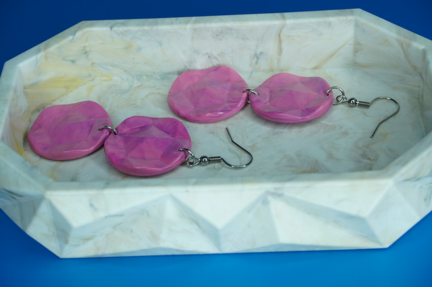 Recycled Double Circle Earrings - Fuchsia Fusion