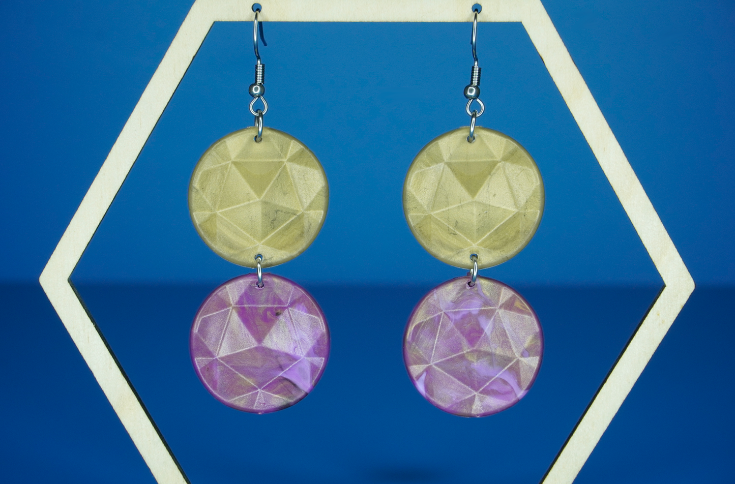 Recycled Double Circle Earrings - Solar Amethyst