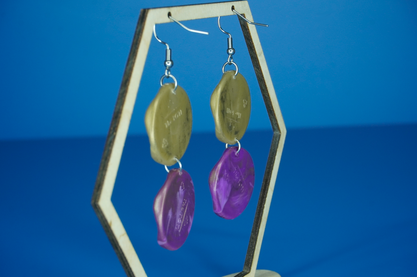 Recycled Double Circle Earrings - Solar Amethyst