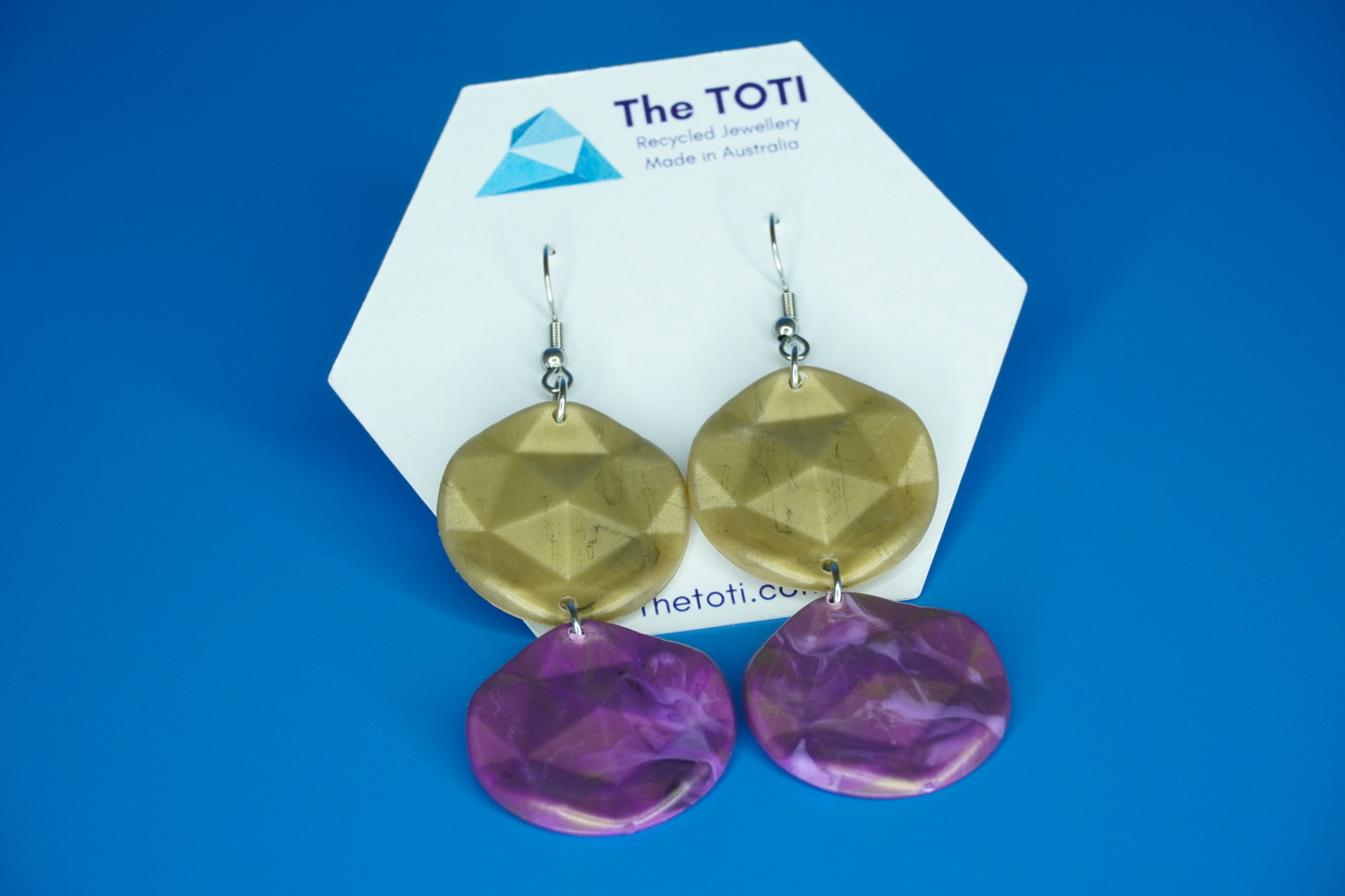 Recycled Double Circle Earrings - Solar Amethyst