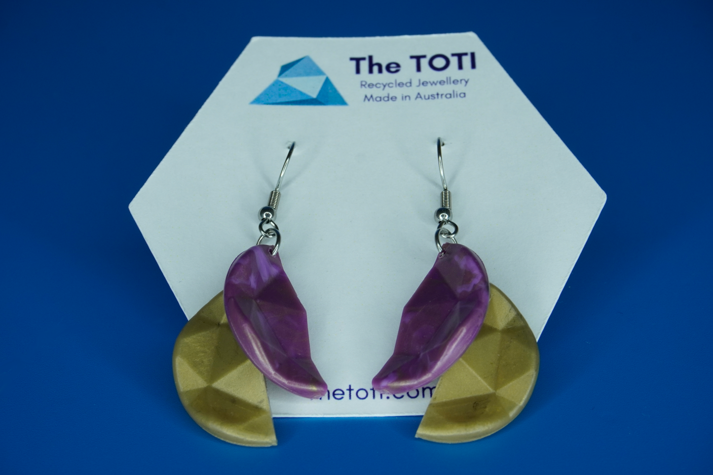 Recycled Half Circle Earrings - Solar Amethyst