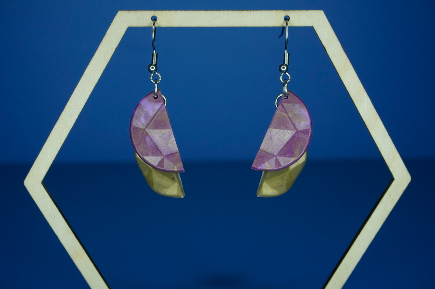 Recycled Half Circle Earrings - Solar Amethyst