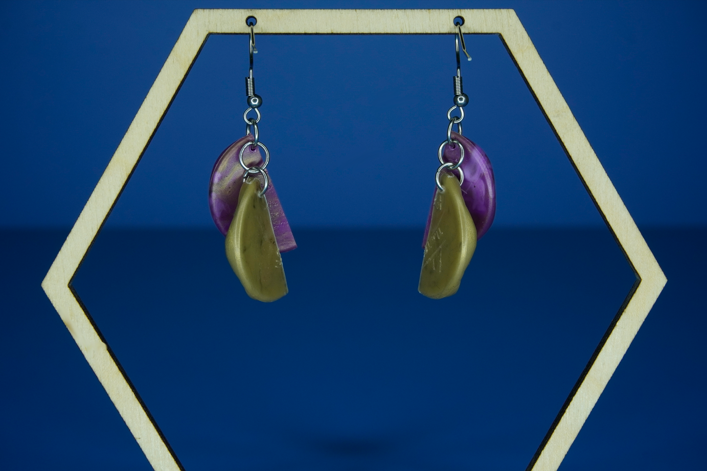 Recycled Half Circle Earrings - Solar Amethyst