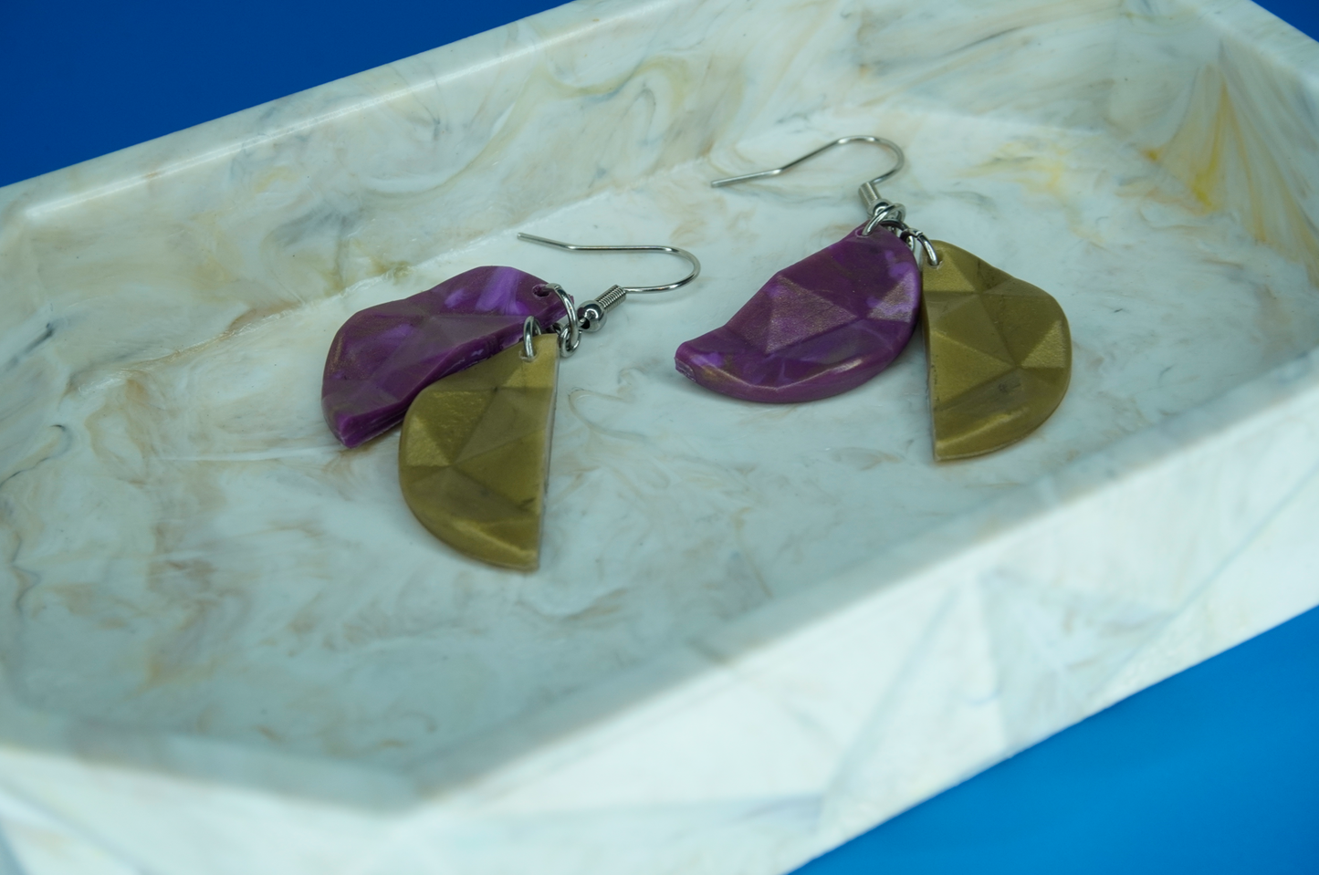 Recycled Half Circle Earrings - Solar Amethyst