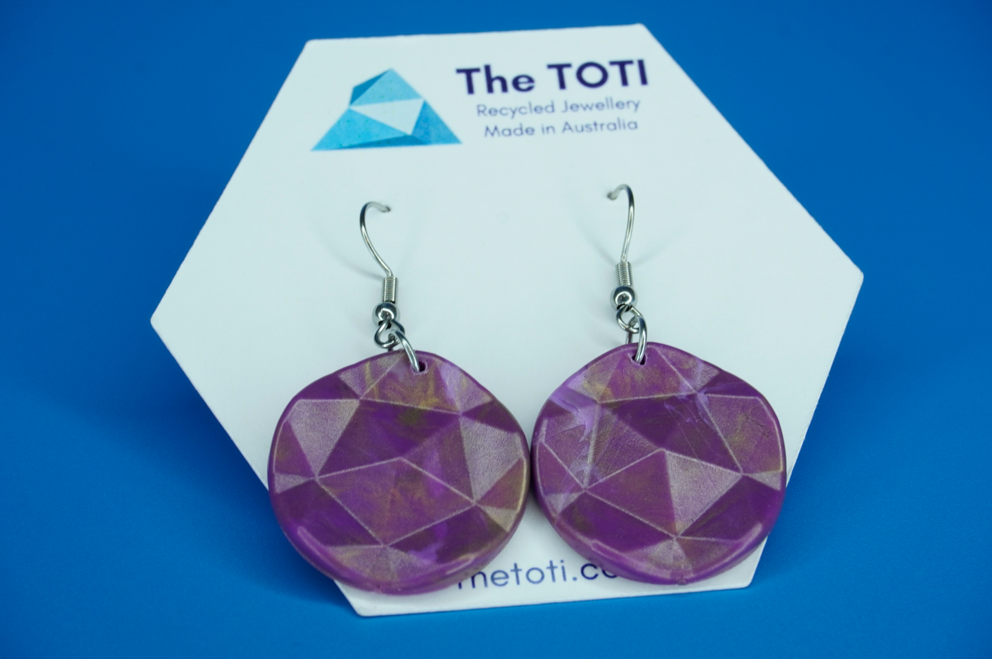 Recycled Circle Earrings - Solar Amethyst