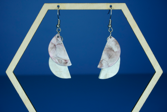 Recycled Half Circle Earrings - Strawberries and Cream